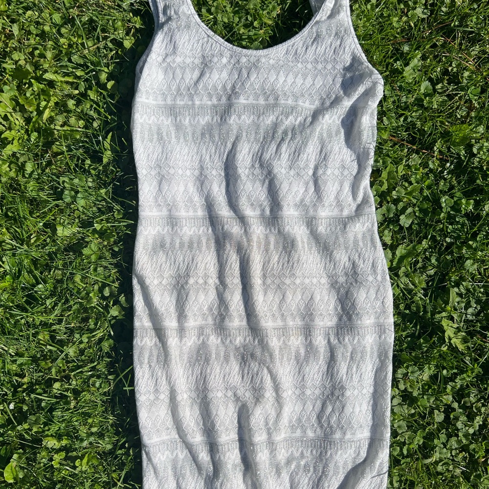 White sparkly Calzedonia Corey mini dress with a fitted silhouette size small